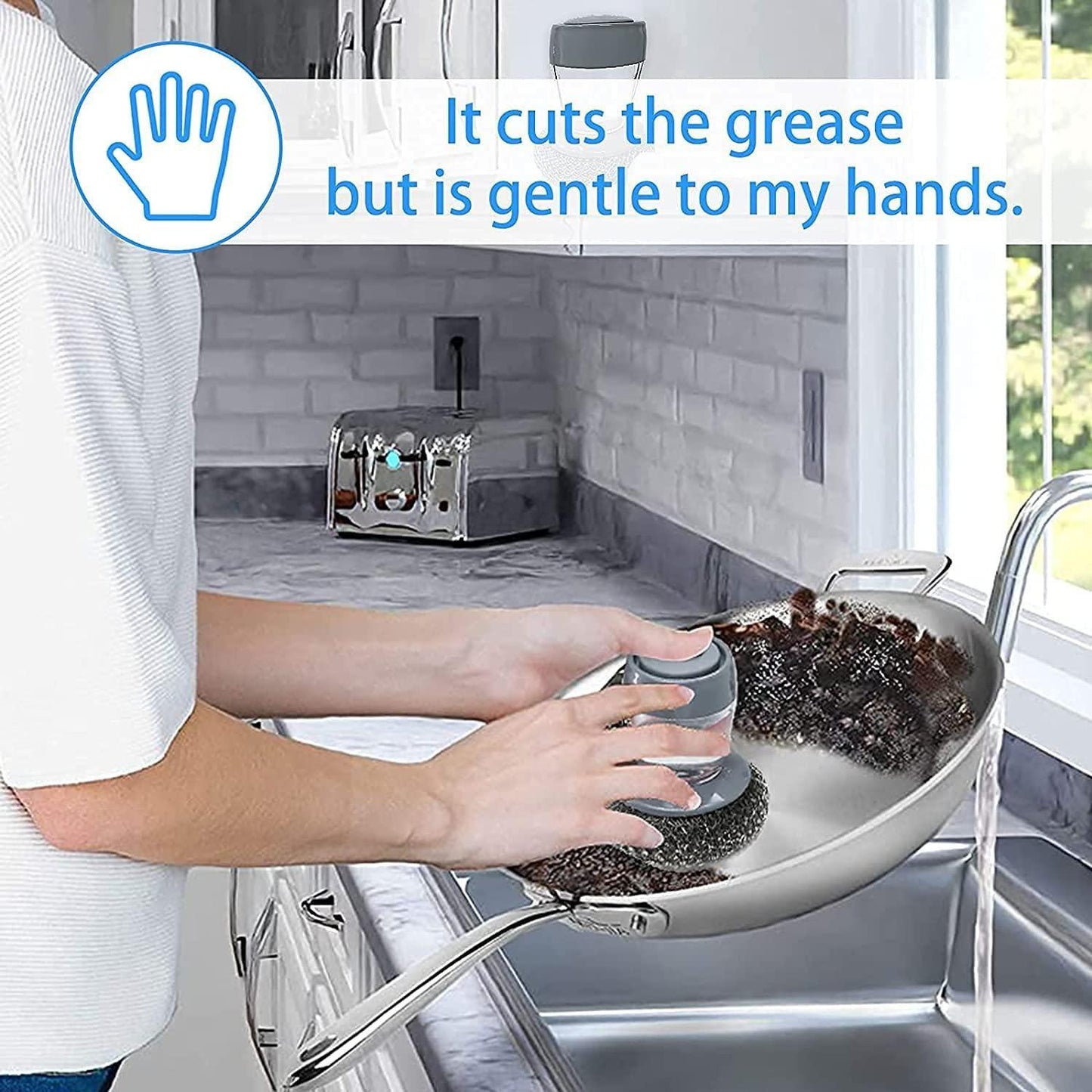 2-in-1 Kitchen Soap Dispensing Palm Brush – Scrub & Shine Without the Mess!