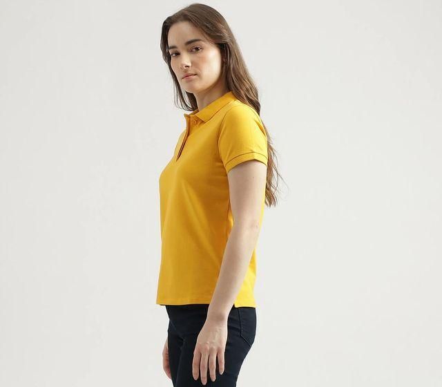 Ketex Yellow Cotton Blend Polo Neck T-Shirt – Stylish & Smart Casual Wear