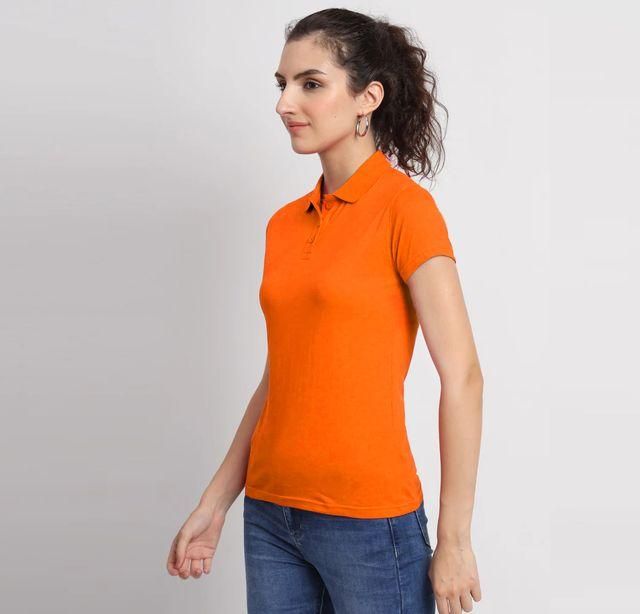 Ketex Orange Cotton Blend Polo Neck T-Shirt – Bold, Bright & Comfortable