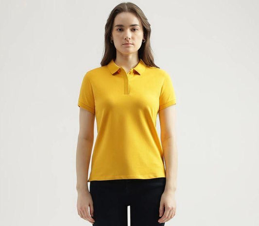 Ketex Yellow Cotton Blend Polo Neck T-Shirt – Stylish & Smart Casual Wear