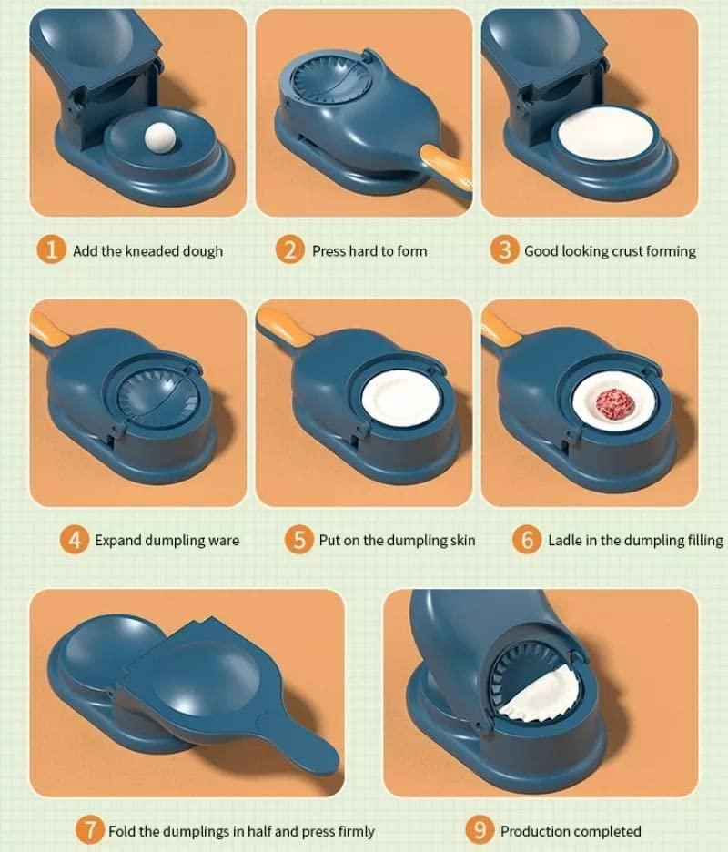 Momos Ghughra Gujiya Maker - 2-in-1 Dumpling Maker & Dough Press – Quick, Easy & Perfect Dumplings