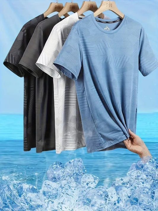 Men's Round Neck Polyester Casual T-Shirts – Pack of 4 (Assorted Colors)