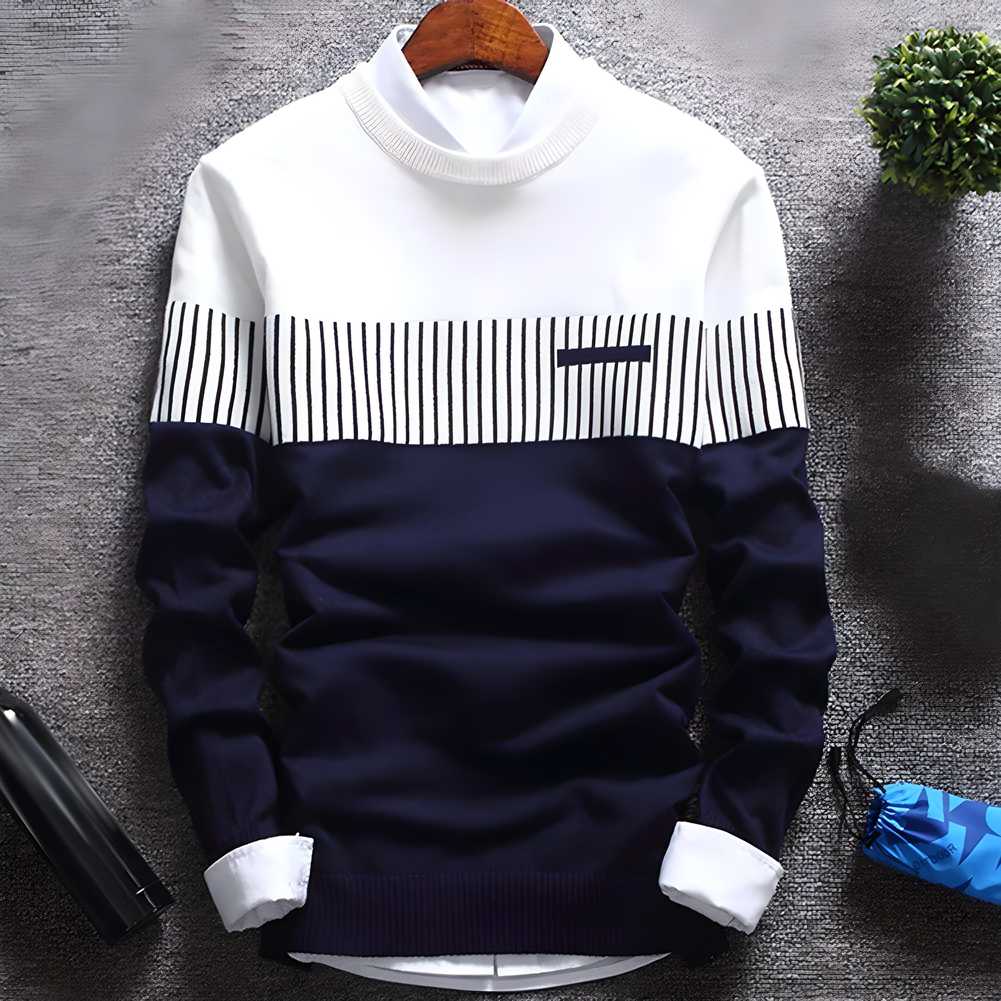 Cotton Blend Color Block Full Sleeves T-Shirt – B Blue