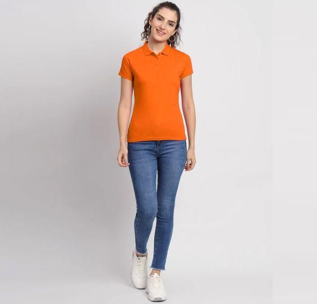 Ketex Orange Cotton Blend Polo Neck T-Shirt – Bold, Bright & Comfortable